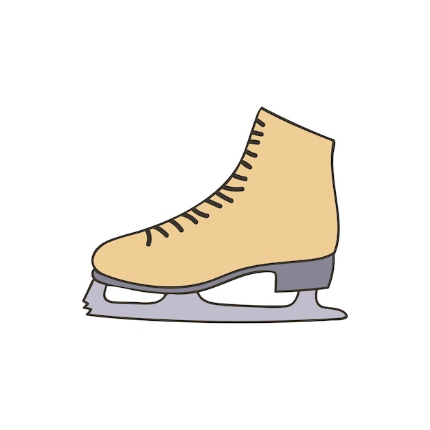 Ice skates colorful doodle illustration in vector.