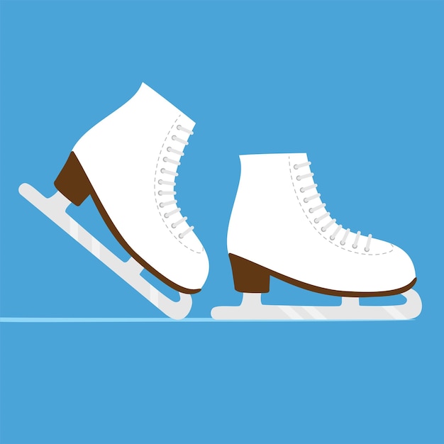 ice skates. winter figure skates vector illustration on blue background
