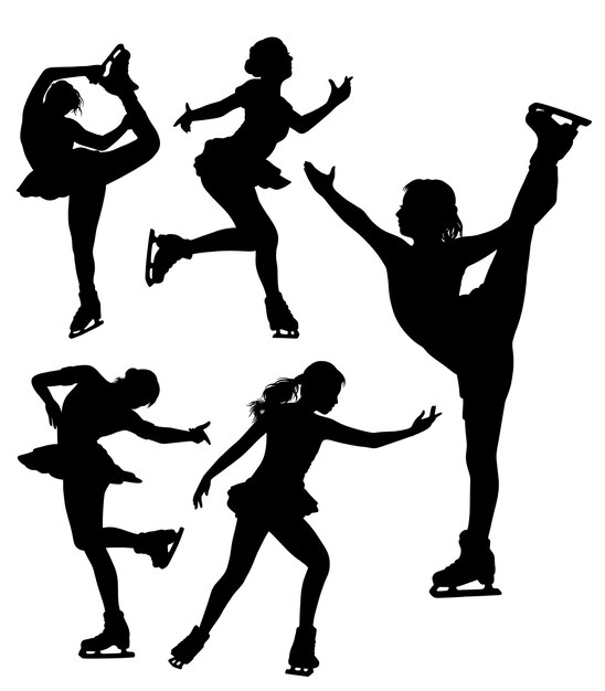 Ice skating female dancer sport pose silhouette