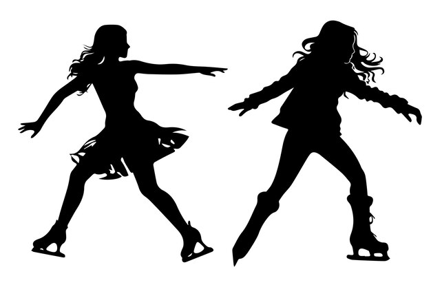 Vector ice skating silhouette vector art icons