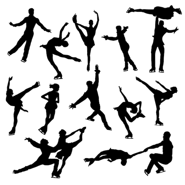 Ice skating sport beauty clipart symbol silhouette vector