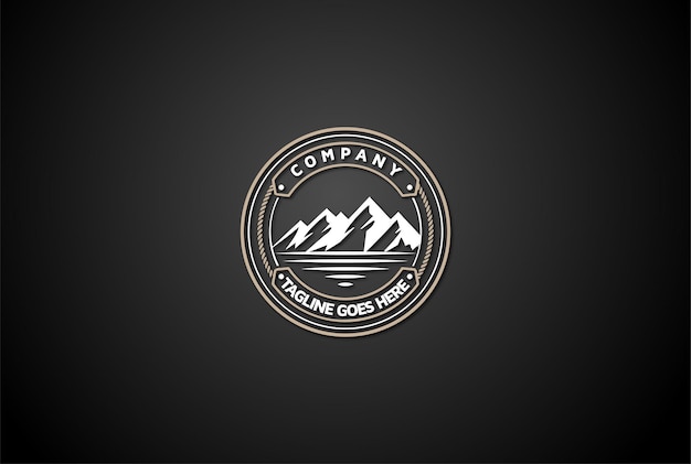Ice snow mountain for adventure badge label seal sticker logo design vector