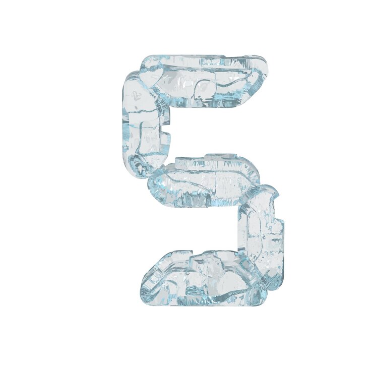 Vector ice symbol in the form of a digital font number 5