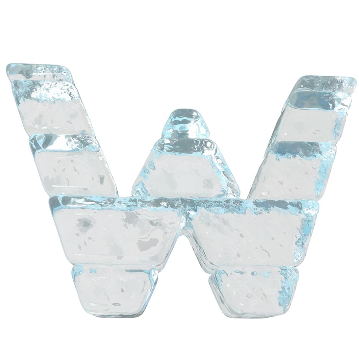 Vector ice symbol made of horizontal blocks letter w