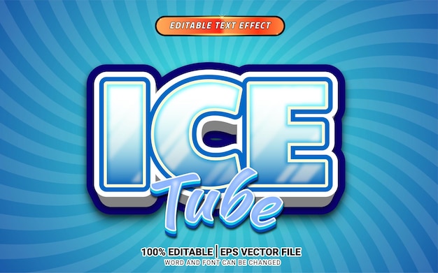 Ice winter cartoon 3d text effect template design