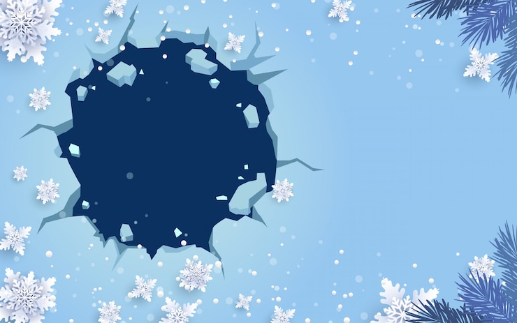 Vector ice  in winter with snowflake