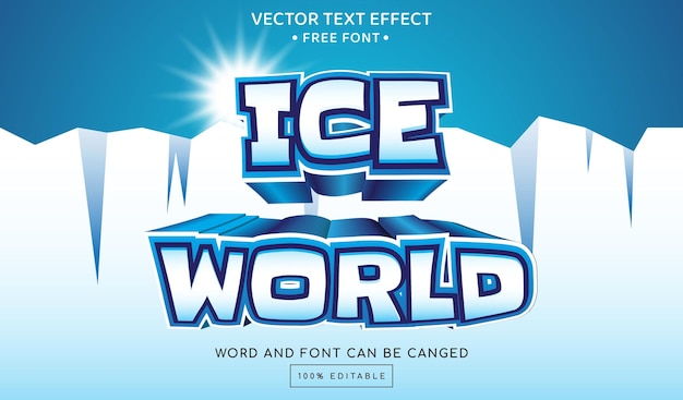 Vettore effetto di testo modificabile mondo di ghiaccio
