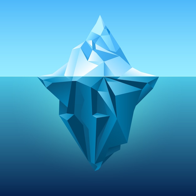 Iceberg in blue ocean vector background