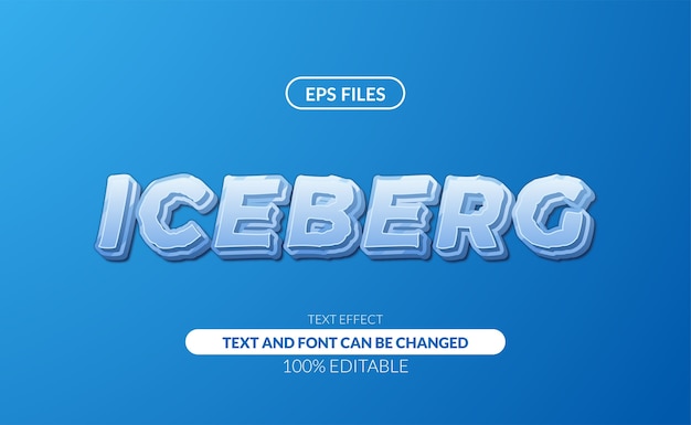 Iceberg cold white blue strong carving ice editable text effect.