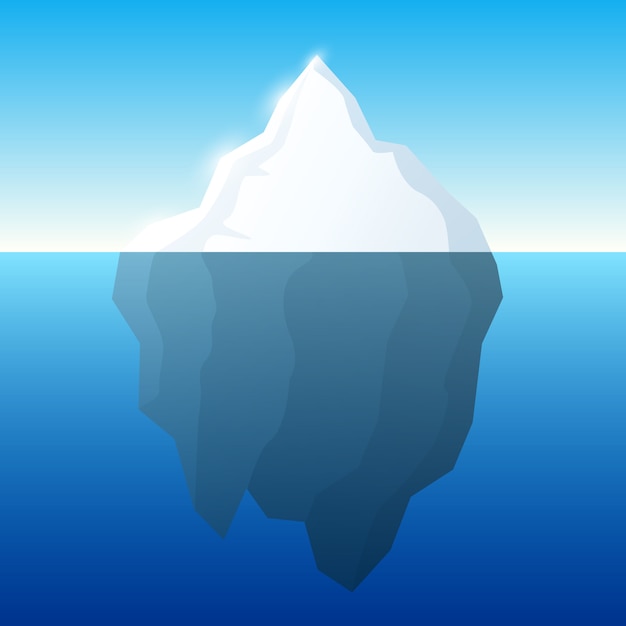 Illustrazione dell'iceberg sull'acqua