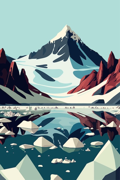 ベクトル 北の海または北極海の氷河の氷山風景ベクトル イラスト