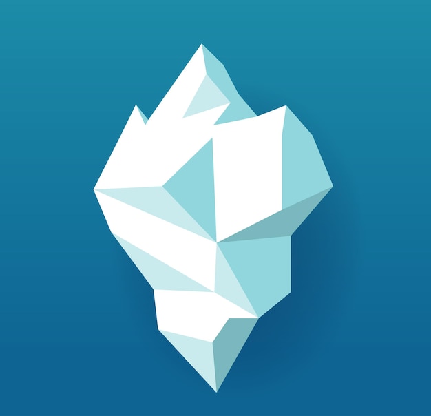 Vettore icona isolata di iceberg cartone animato grafico piatto illustrazione su ghiacciaio o blocco di ghiaccio d'acqua blu