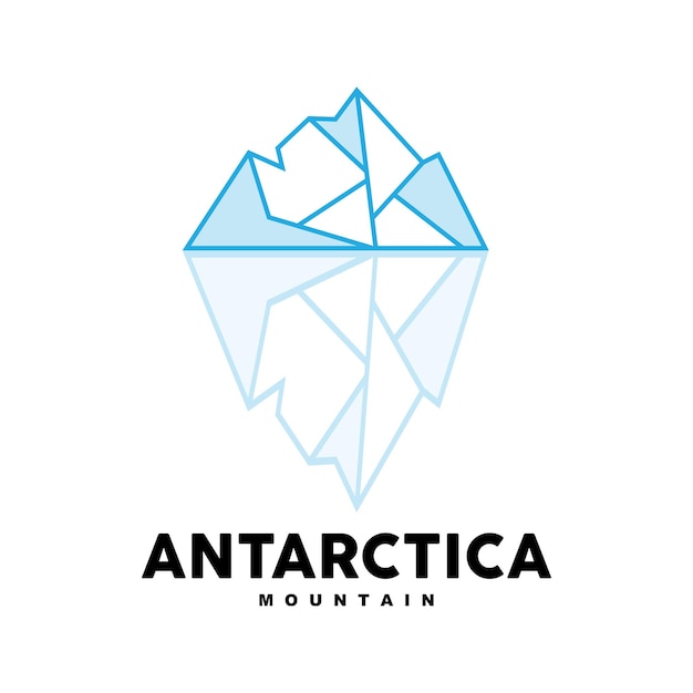 Iceberg logo montagne antartiche vettore in colore blu ghiaccio natura design prodotto marchio illustrazione modello icona