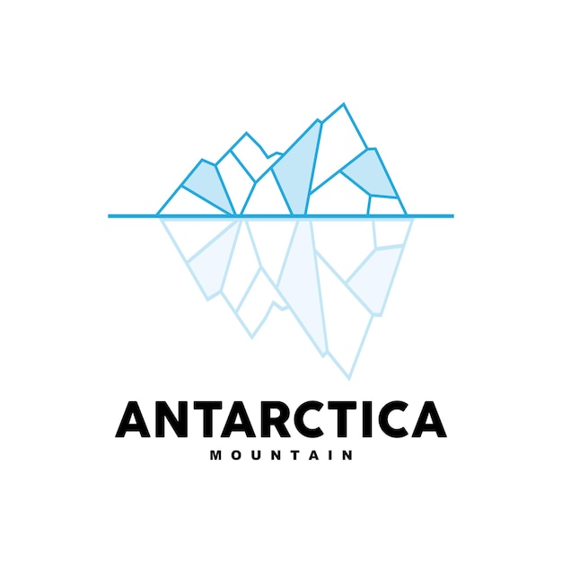 Iceberg logo montagne antartiche vettore in colore blu ghiaccio natura design prodotto marchio illustrazione modello icona