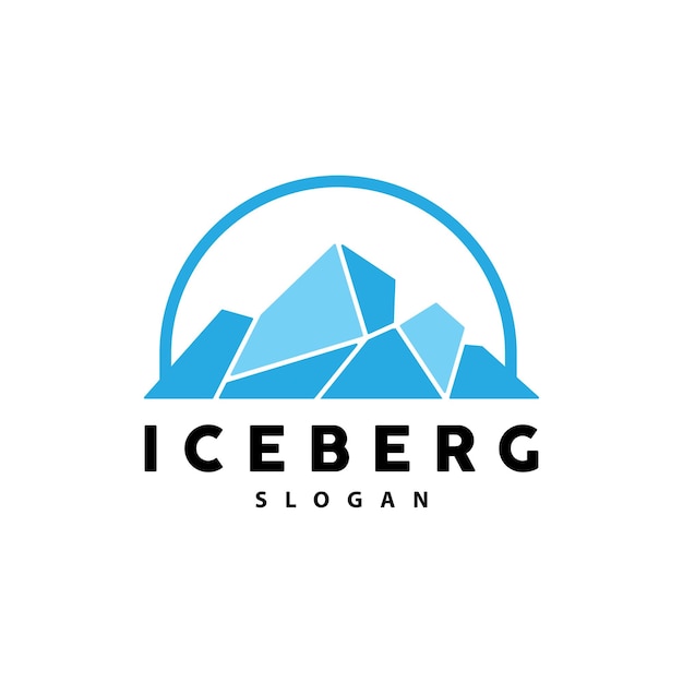 Iceberg logo montagne antartiche vettore in colore blu ghiaccio natura design prodotto marchio illustrazione modello icona