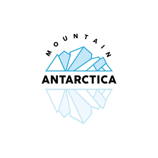 Вектор логотипа айсберга антарктических гор в ледяном голубом цвете.