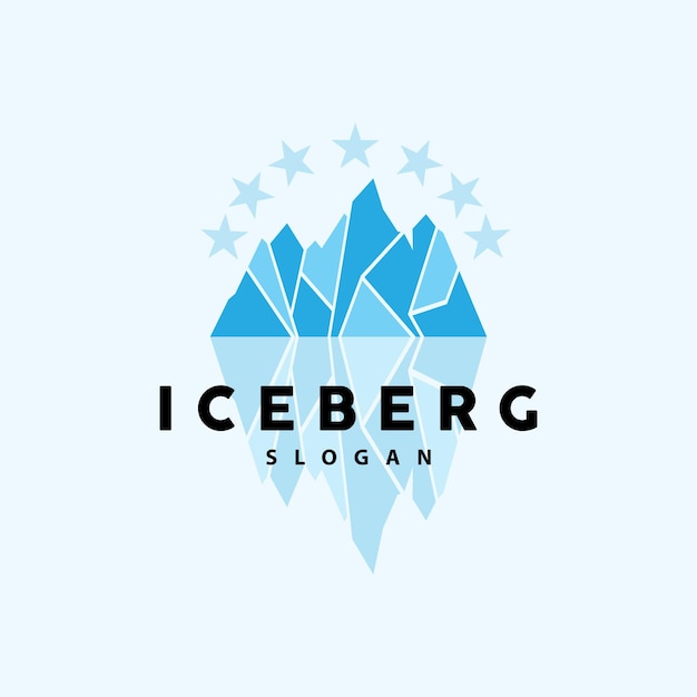 Iceberg logo montagne antartiche vettore in colore blu ghiaccio natura design prodotto marchio illustrazione modello icona