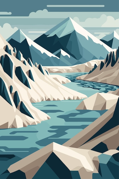 Vector iceberg in north sea or arctic ocean glaciers landscape vector illustration