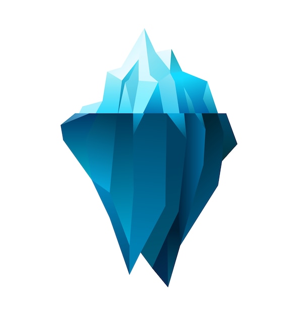 Vector iceberg on white background, polygonal illustration