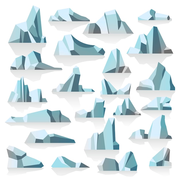 Iceberg with reflection or shade icy peaks vector