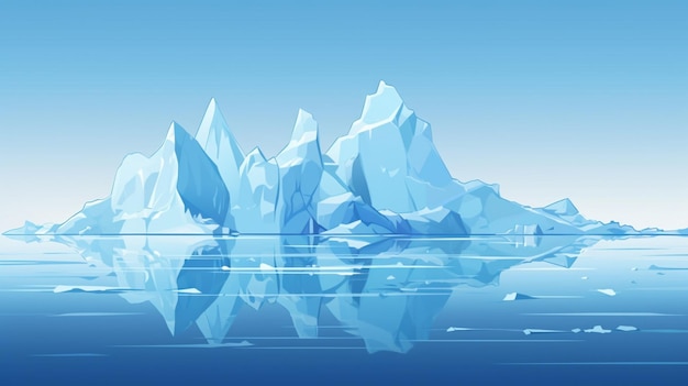 Vector icebergs are floating on the water and the icebergs are in the water