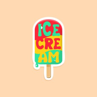 Яркое цветное мороженое, вдохновленное летом, наклейка с текстом