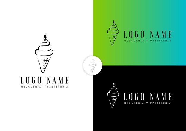 Vettore concetto di design del logo del cono gelato