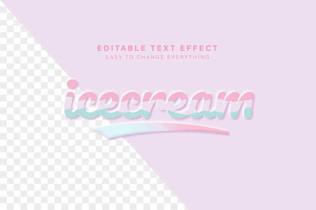 Vector icecream neumorphism eidtable text effect