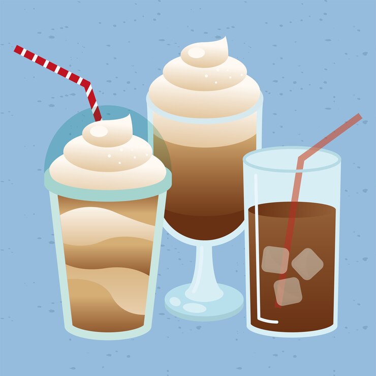 Vector iced coffee glass mug and cup theme