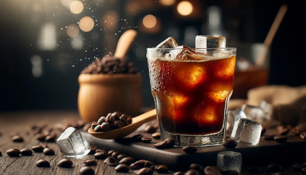 Iced Coffee with Warm Bokeh