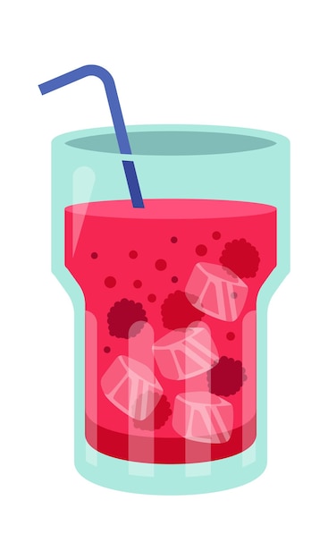 Vector iced raspberry cocktail healthy food vector illustration