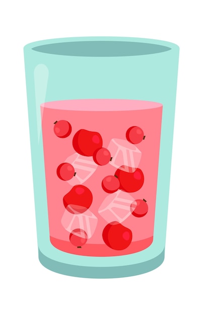 Vettore cocktail di rosa canina ghiacciato in vetro illustrazione vettoriale di cibo sano