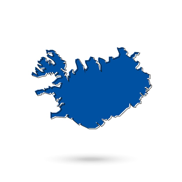 Iceland Blue Vector Map Isolated on White Background