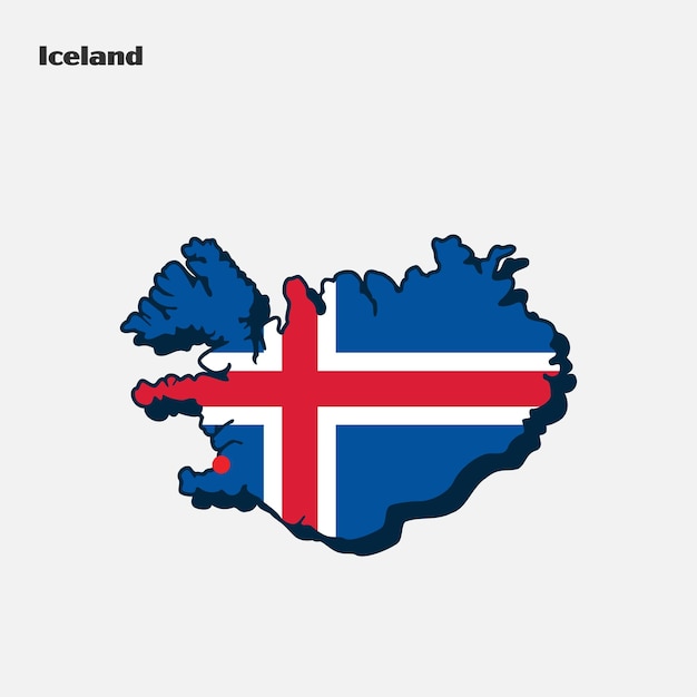 アイスランド国旗地図インフォ グラフィック