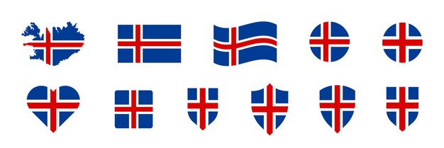 Vector iceland flag icon iceland country map sign nation iceland flag icon stock vector