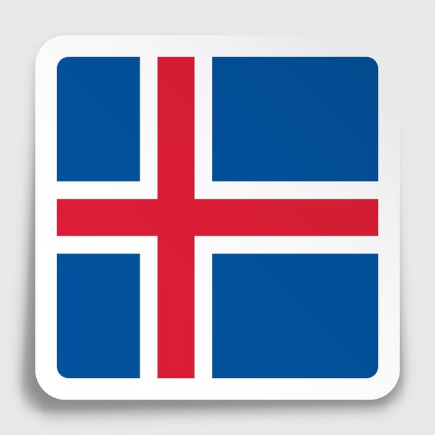 Vector iceland flag icon on paper square sticker with shadow button for mobile application or web vector