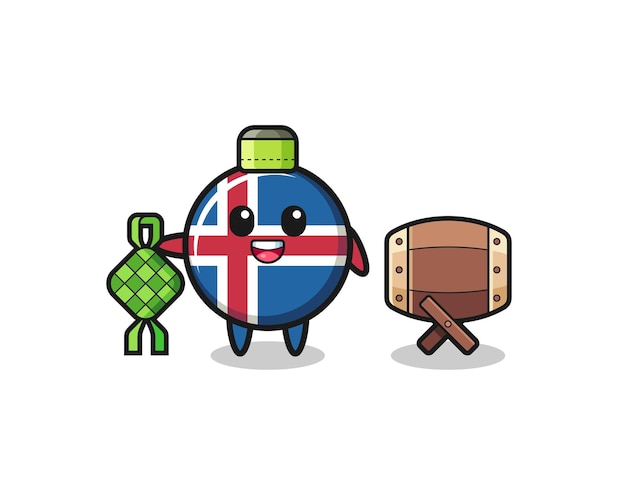 アイスランドの旗のイスラム教徒のキャラクターはイードアルフィトルを祝っています