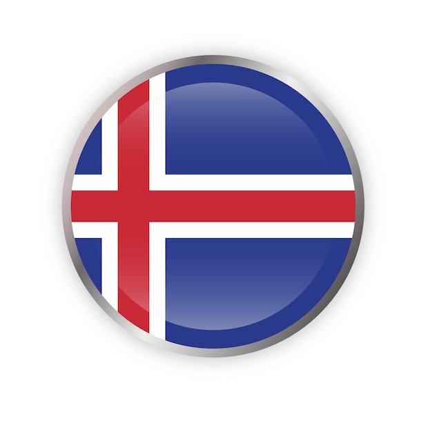 Iceland Flag in round