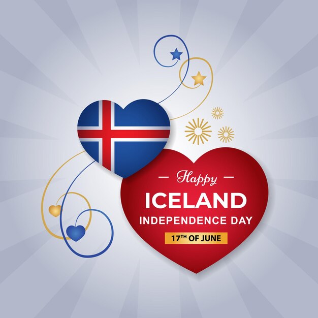Вектор Флаг сердца исландии ко дню независимости