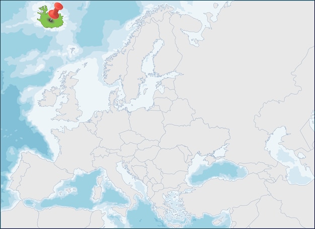 Vector iceland is a nordic island location on europe map