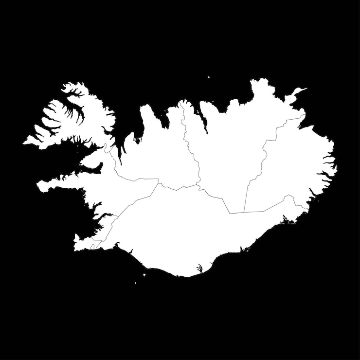 Vector iceland map with administrative districts vector illustration