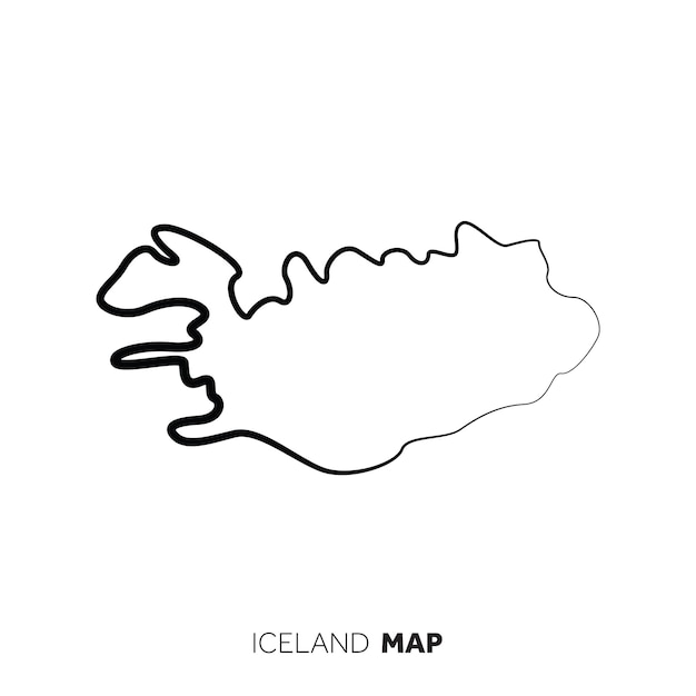 Iceland vector country map outline Black line on white background