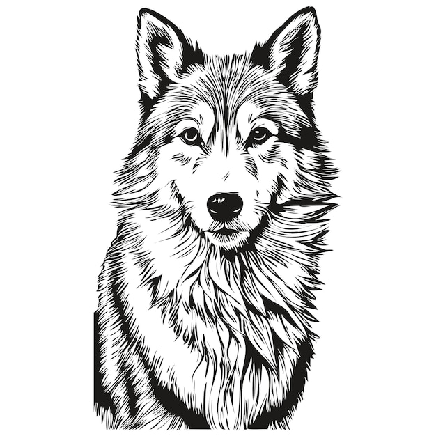 Icelandic Sheepdog dog vector graphics hand drawn pencil animal line illustration sketch drawing