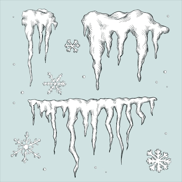 ベクトル つららと雪の冬のテーマベクトル画像
