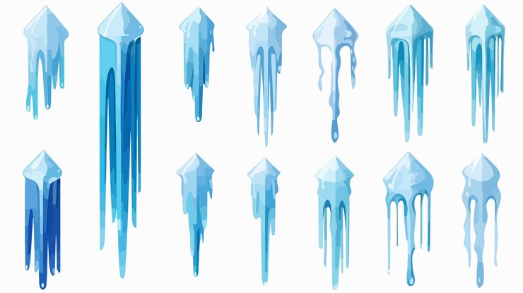 Vector icicles snow cap drift vector symbol icon design set