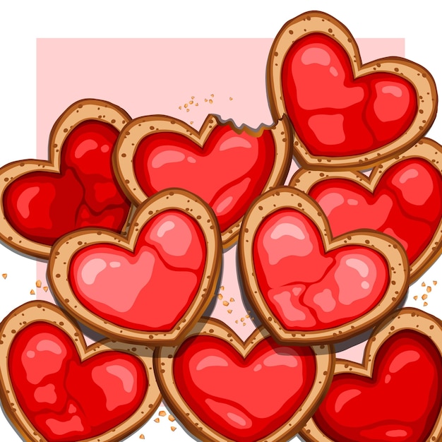 Vector icing cookies  in heart shape