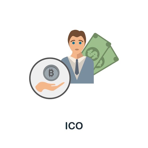 Ico flat icon colored sign from cryptocurrency collection creative ico icon illustration for web design infographics and more