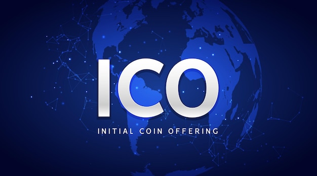 ICO 초기 동전 제공 배경 그림. 블록체인 비즈니스 디지털 ico 암호화 회사.