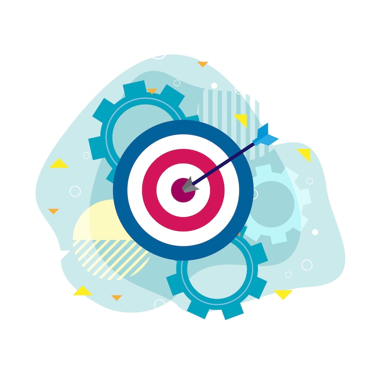 Vector icon arrow with business to goal achievement, concept