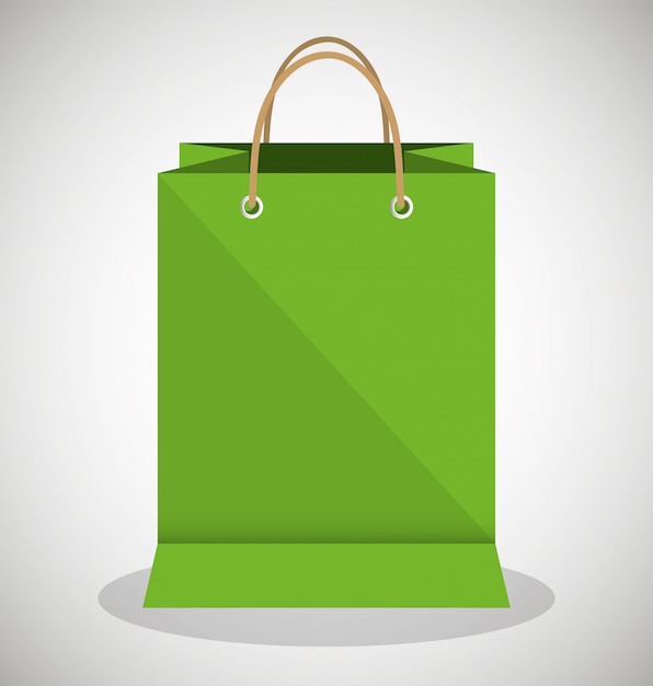 Vector icon bag green shop paper design